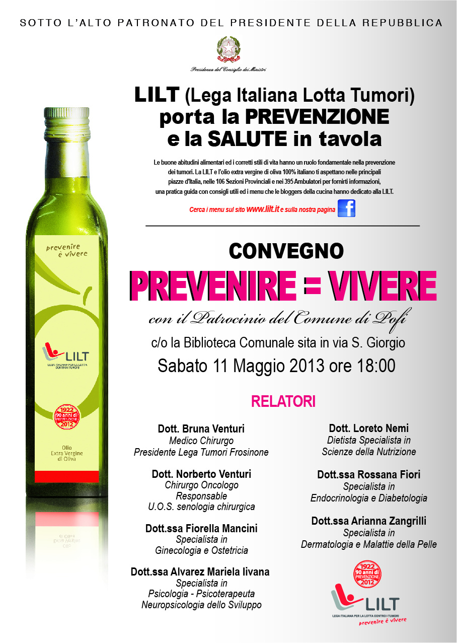 Convegno Prevenzione E Salute In Collaborazione Con La LILT (lega ...